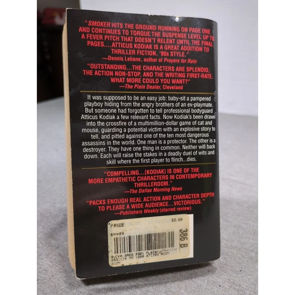 1999 Smoker Greg Rucka Atticus Kodiak 3 Vintage‎ Bantam Mass Market Paperback